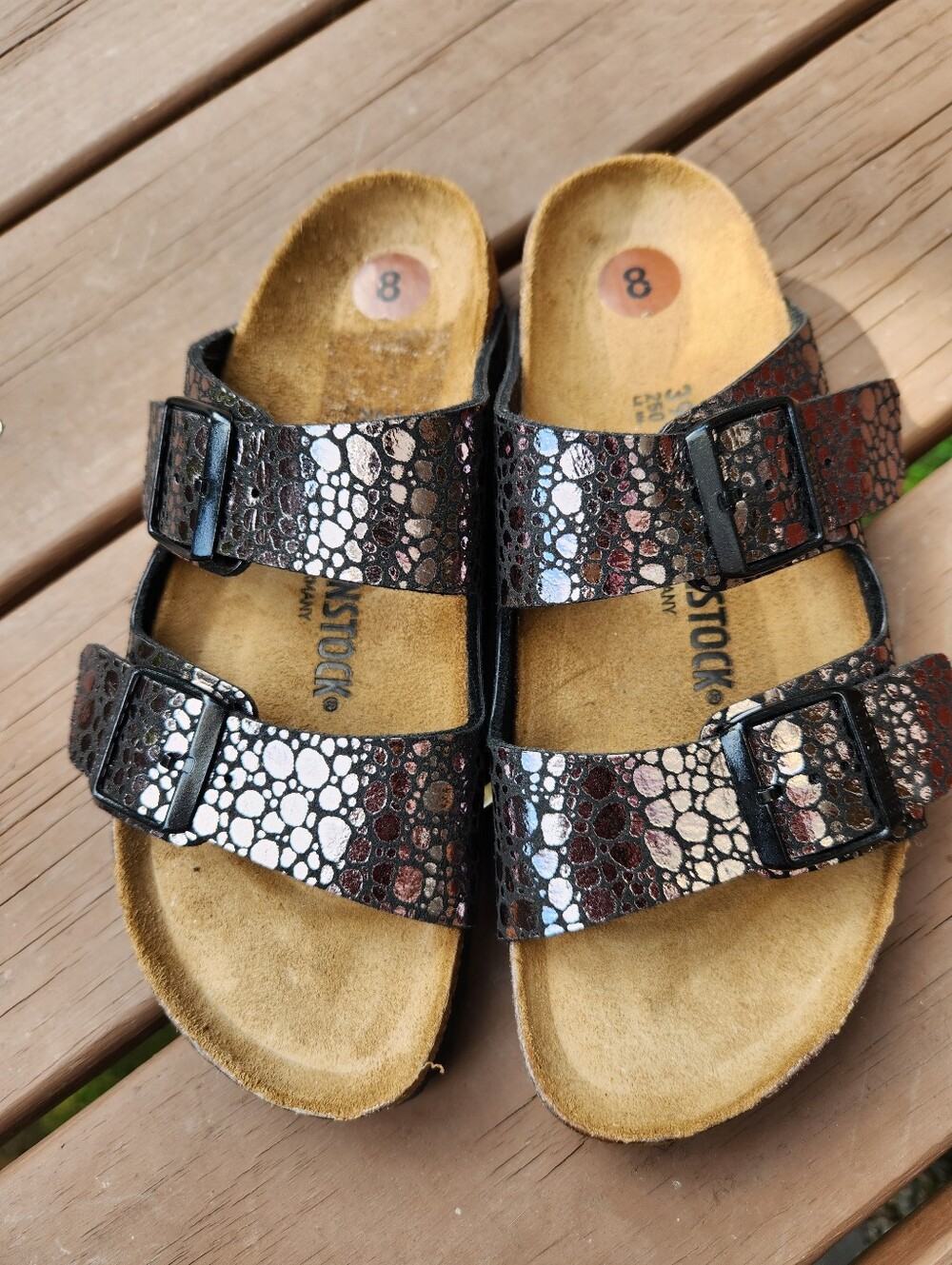New Arizona BIRKENSTOCK Birko Flor-Metallic Stones Black Size 39
